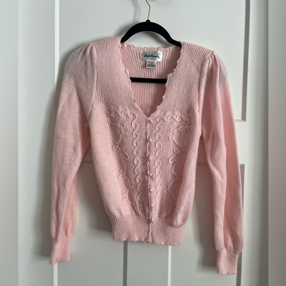 SOLD Vintage Pink Granny Sweater XS